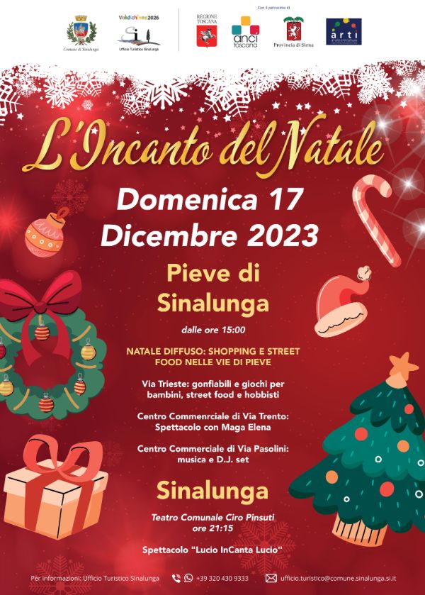 locandina 17 dicembre 2023 degli eventi natalizi a Sinalunga