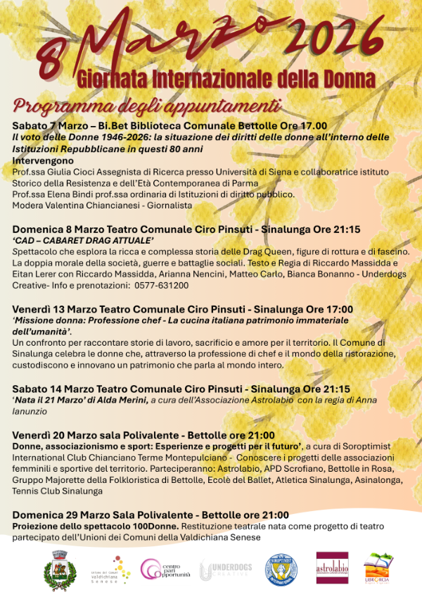 Locandina iniziative 8 Marzo 2026